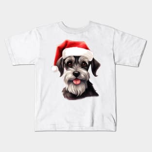 Schnauzer Santa Hat Christmas Kids T-Shirt